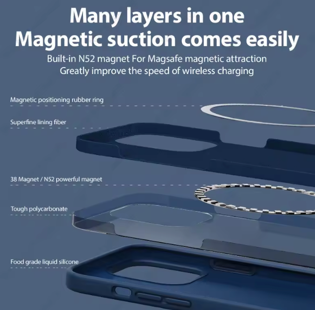Liquid Silicone MagSafe Case for Apple iPhone 14, 15 and 16