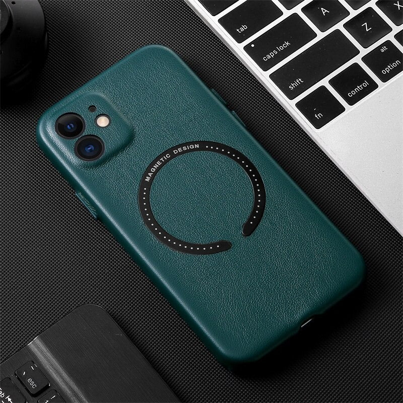 MagSafe Leather Case for Apple iPhone iPhone 12 and 13 Magnetic Design