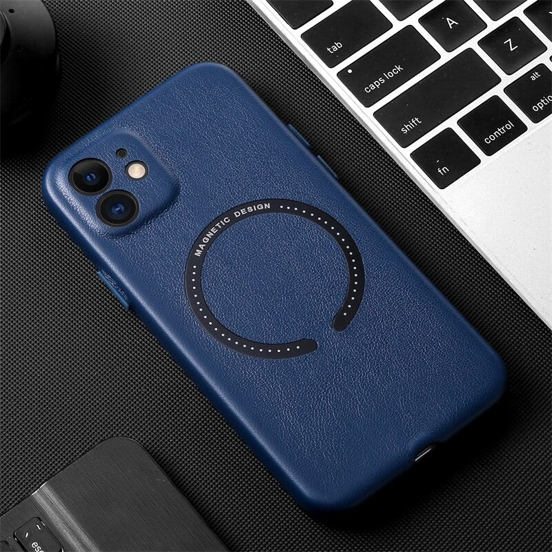MagSafe Leather Case for Apple iPhone iPhone 12 and 13 Magnetic Design
