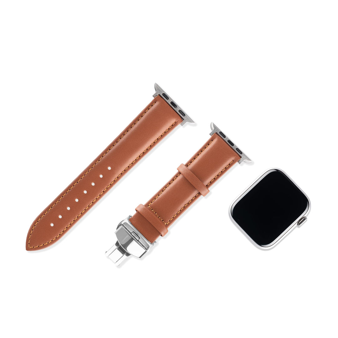 Butterfly Buckle Leather Strap for Apple Watch - Ospeka Straps