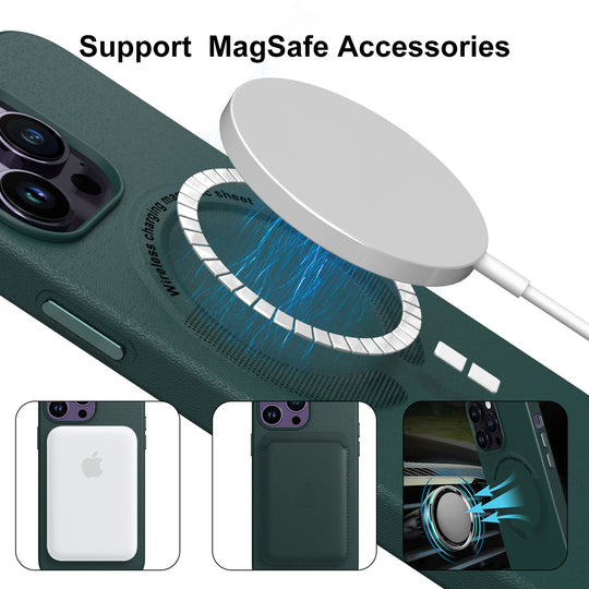 Magnetic MagSafe Leather Protective Case for iPhone