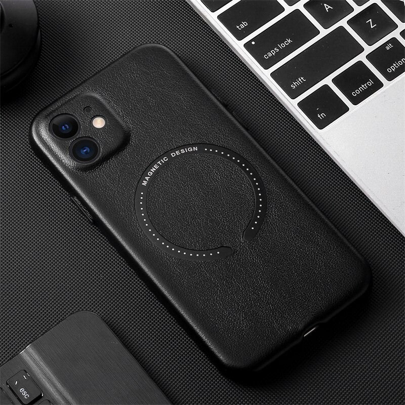 MagSafe Leather Case for Apple iPhone iPhone 12 and 13 Magnetic Design