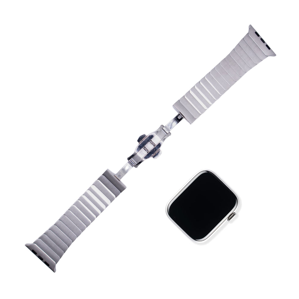 Butterfly Buckle Stainless Steel Link Strap for Apple Watch - Ospeka Straps