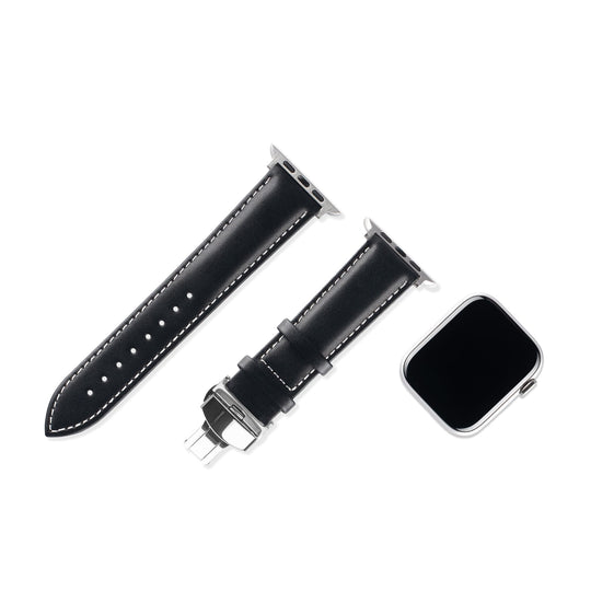 Butterfly Buckle Leather Strap for Apple Watch - Ospeka Straps