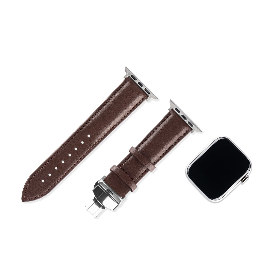 Butterfly Buckle Leather Strap for Apple Watch - Ospeka Straps