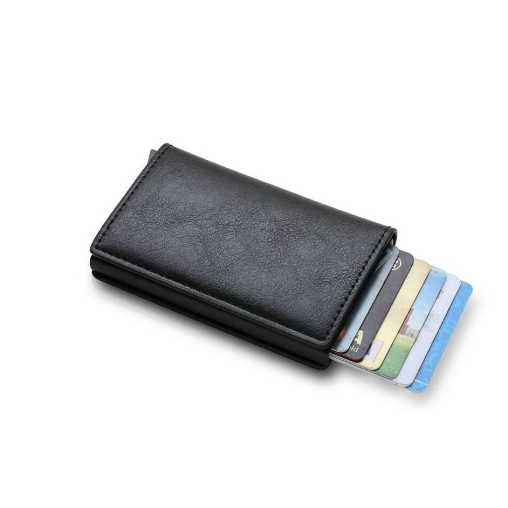 Slim RFID Safe Metal Wallet for men with AirTag Pocket