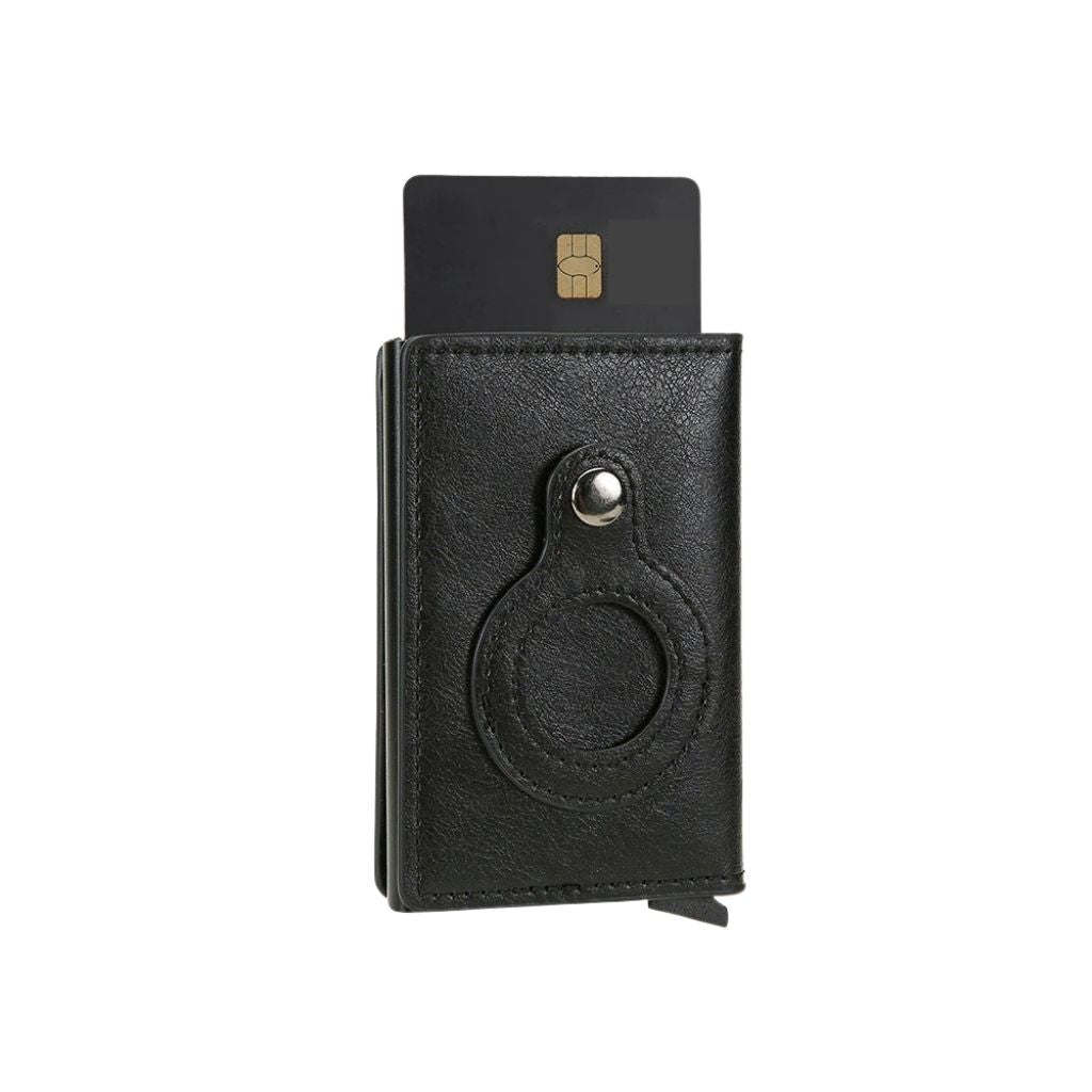 Slim RFID Safe Metal Wallet for men with AirTag Pocket